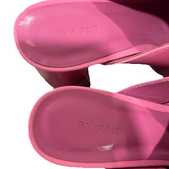 BY FAR Pink Patent Leather Platform Sandals Brad Mules EU 40 US 10 Heels New - Picture 13 of 13